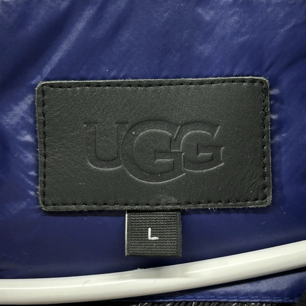 UGG Puffer Down Vest Women Size Large Blue Detachable Collar Cozy - Picture 4 of 11